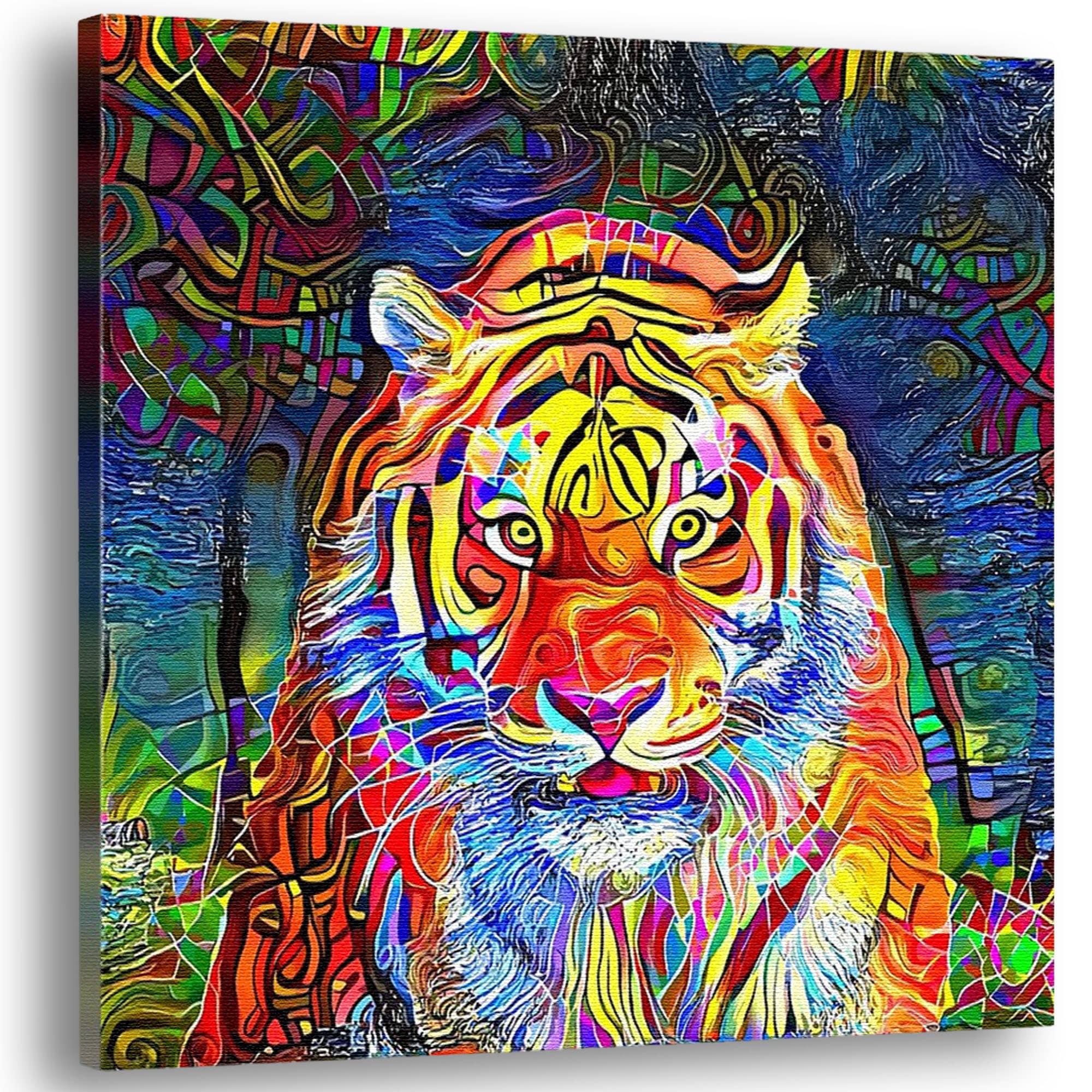 Beautiful colorized tiger in abstract geometric shapes introducing the 'Jungle Theme Classroom Decor' collection