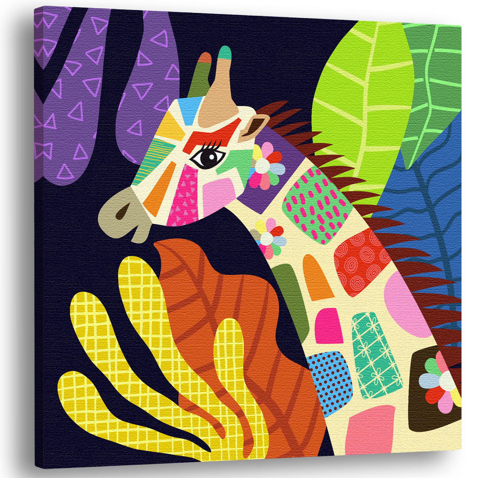 Abstract giraffe's head and neck designed from digitized geometric shapes for the 'Giraffe Art' collection