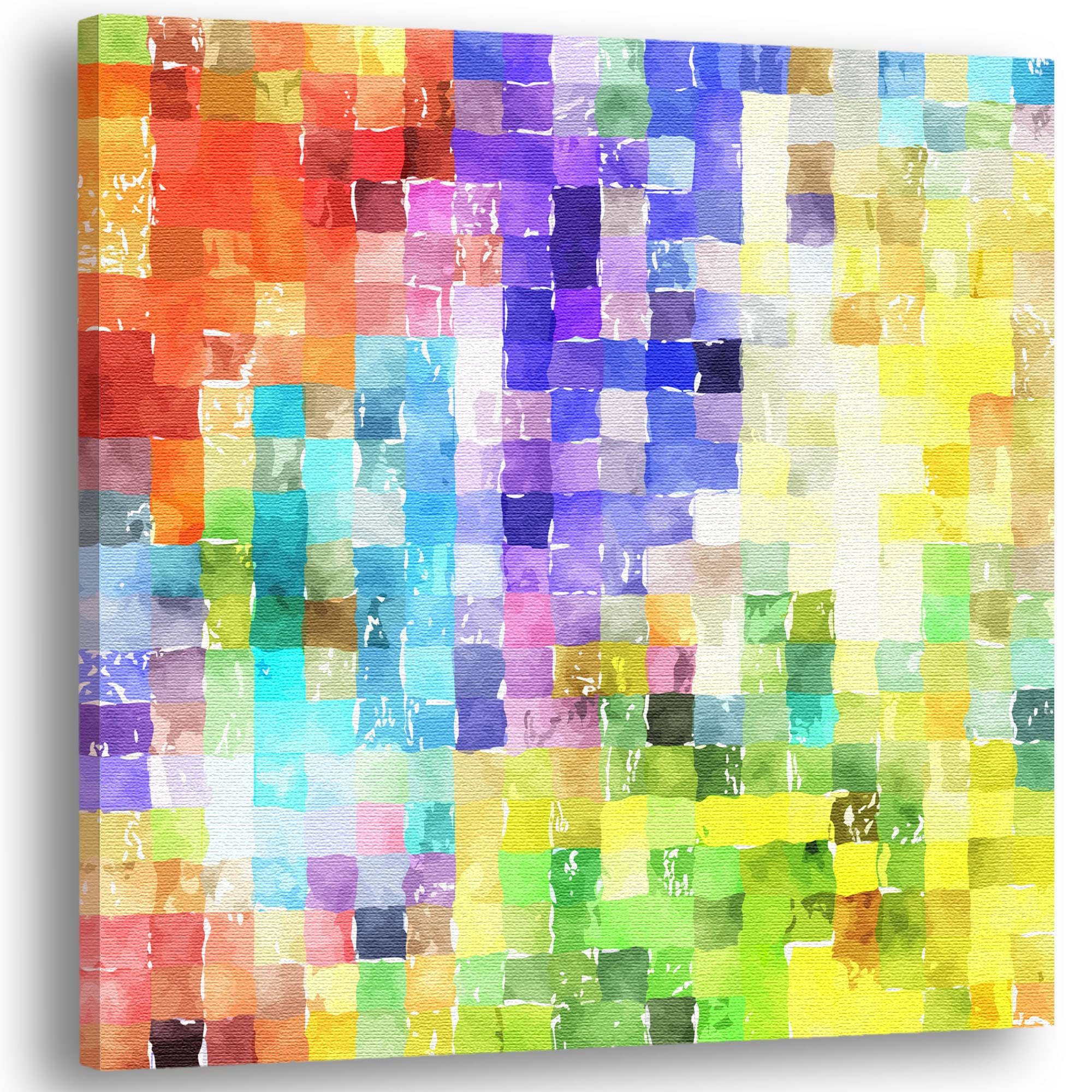 Abstract mosaic grid in small square randomized colors to introduce the 'Mosaic Wall Art' collection