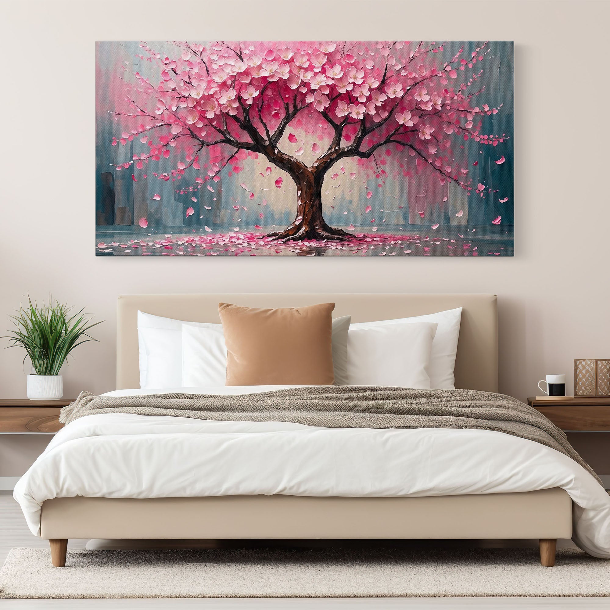 Panoramic Pink Floral Tree Wall Art