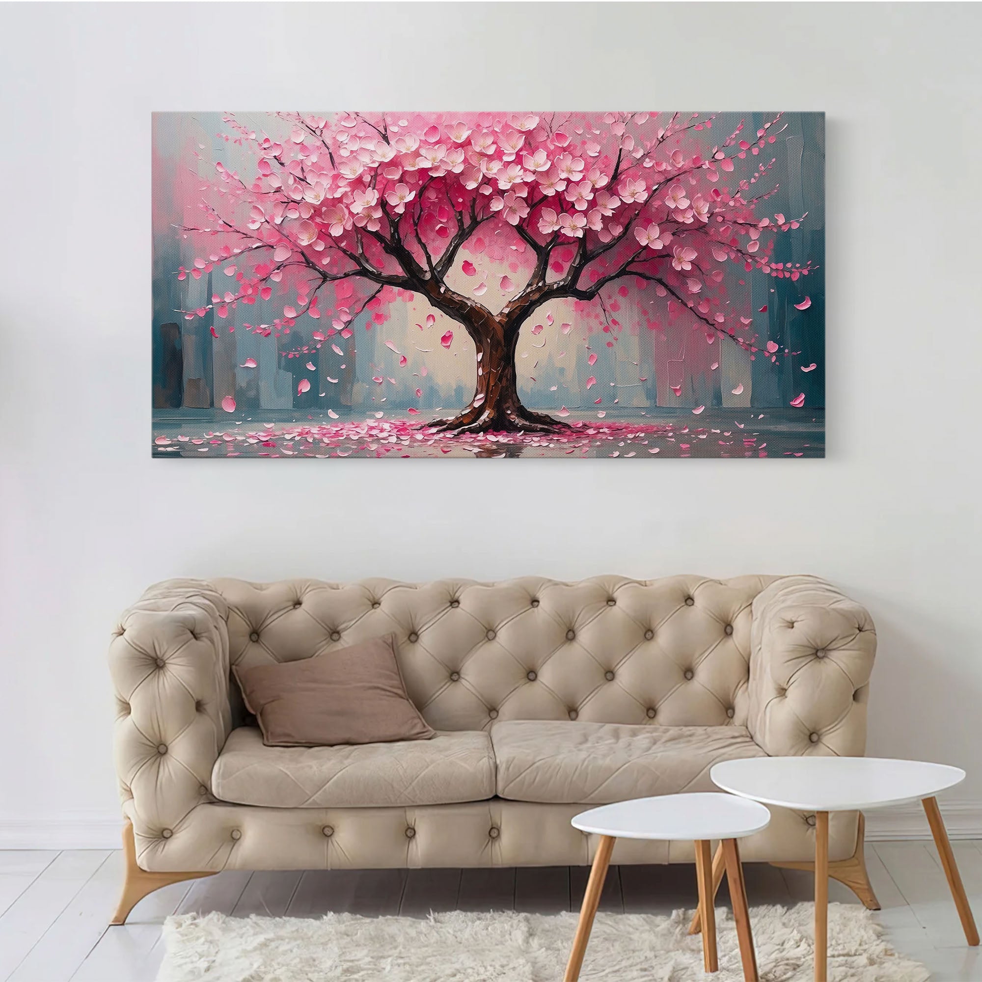 Panoramic Pink Floral Tree Wall Art