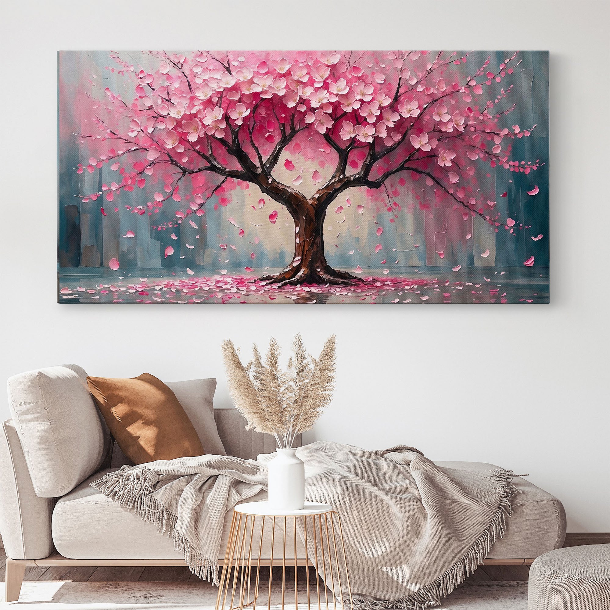 Panoramic Pink Floral Tree Wall Art