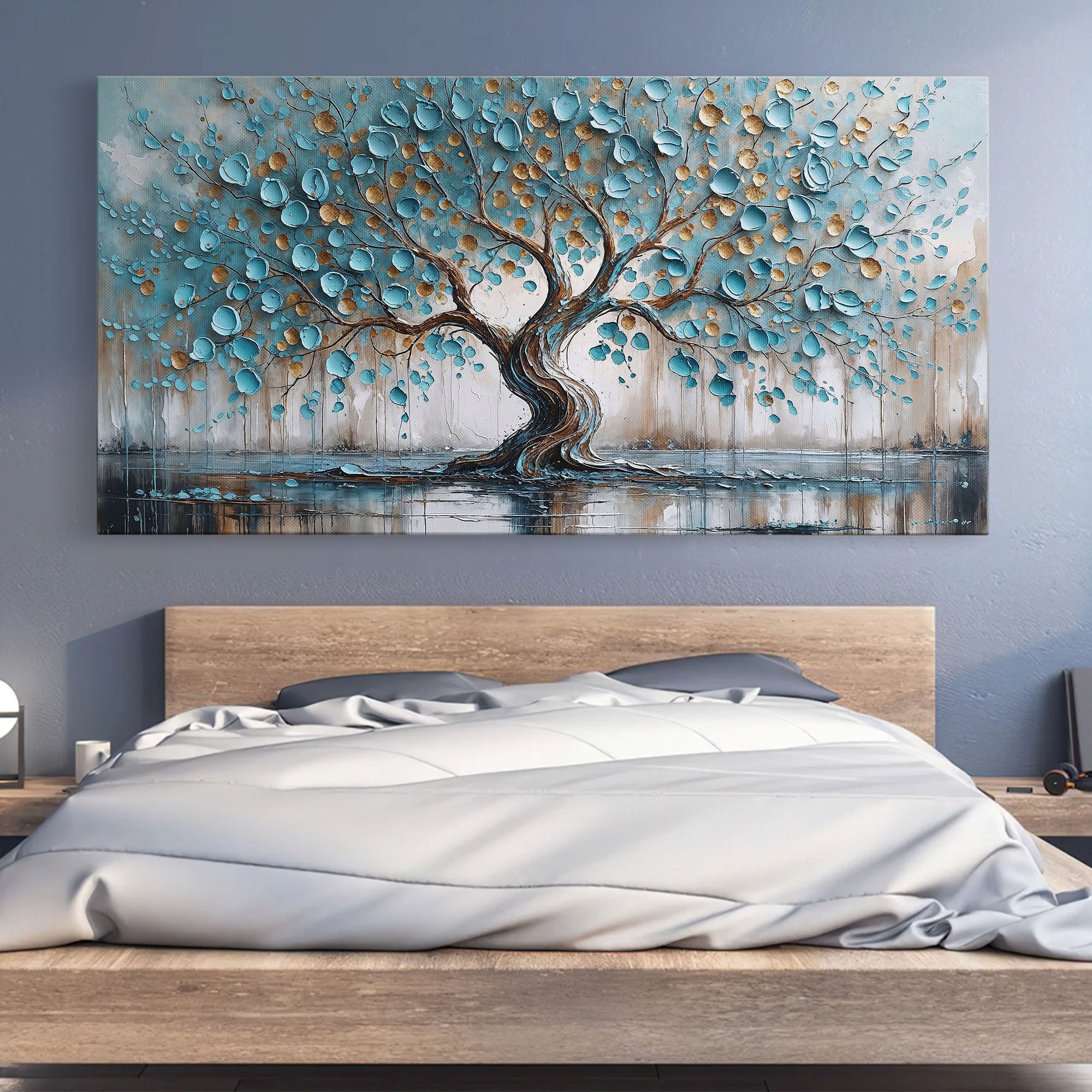 Blue & Gold Tree of Life Art