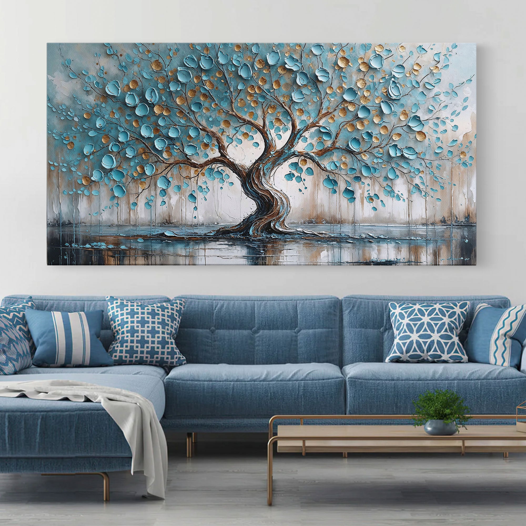 Blue & Gold Tree of Life Art