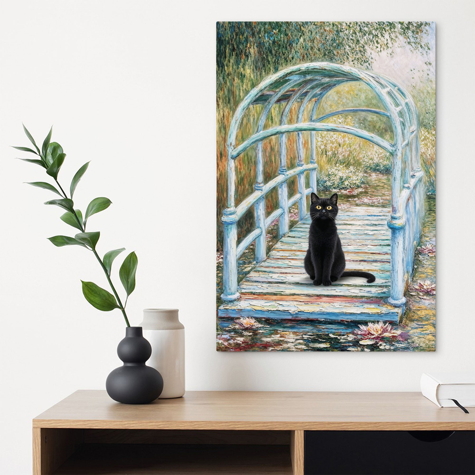 Black Cat Japanese Bridge Art