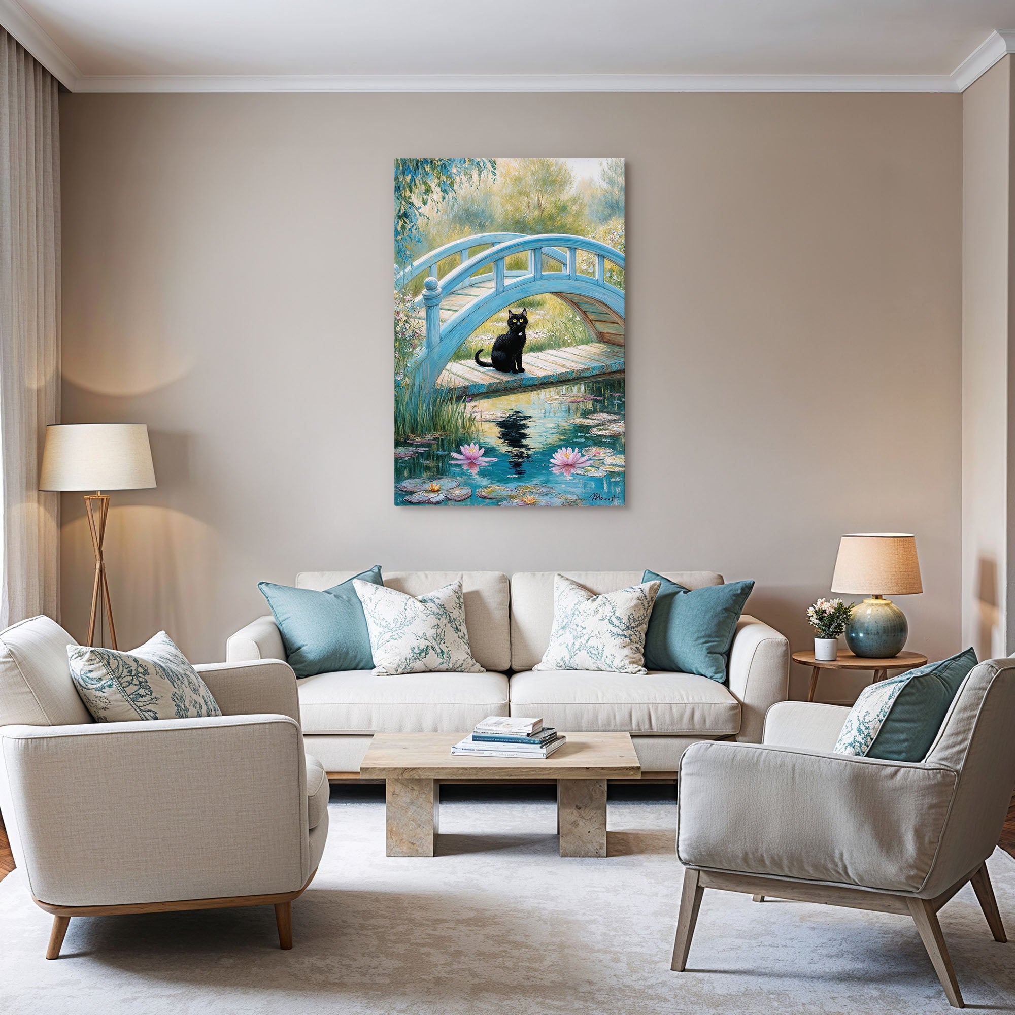Cat Monet Waterlily Art