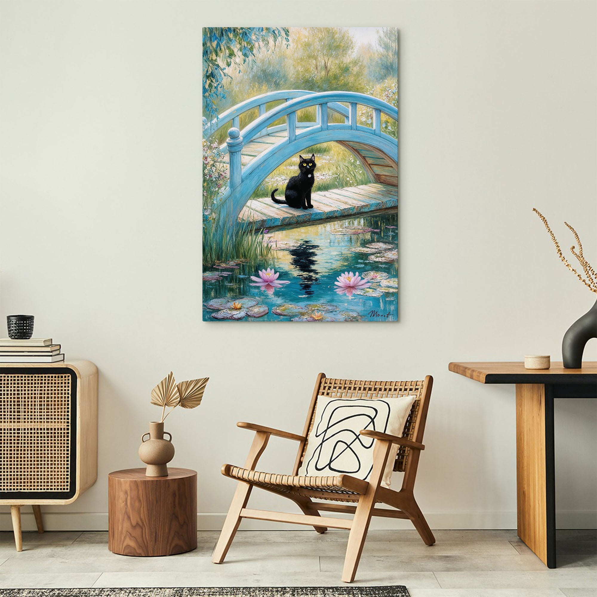 Cat Monet Waterlily Art