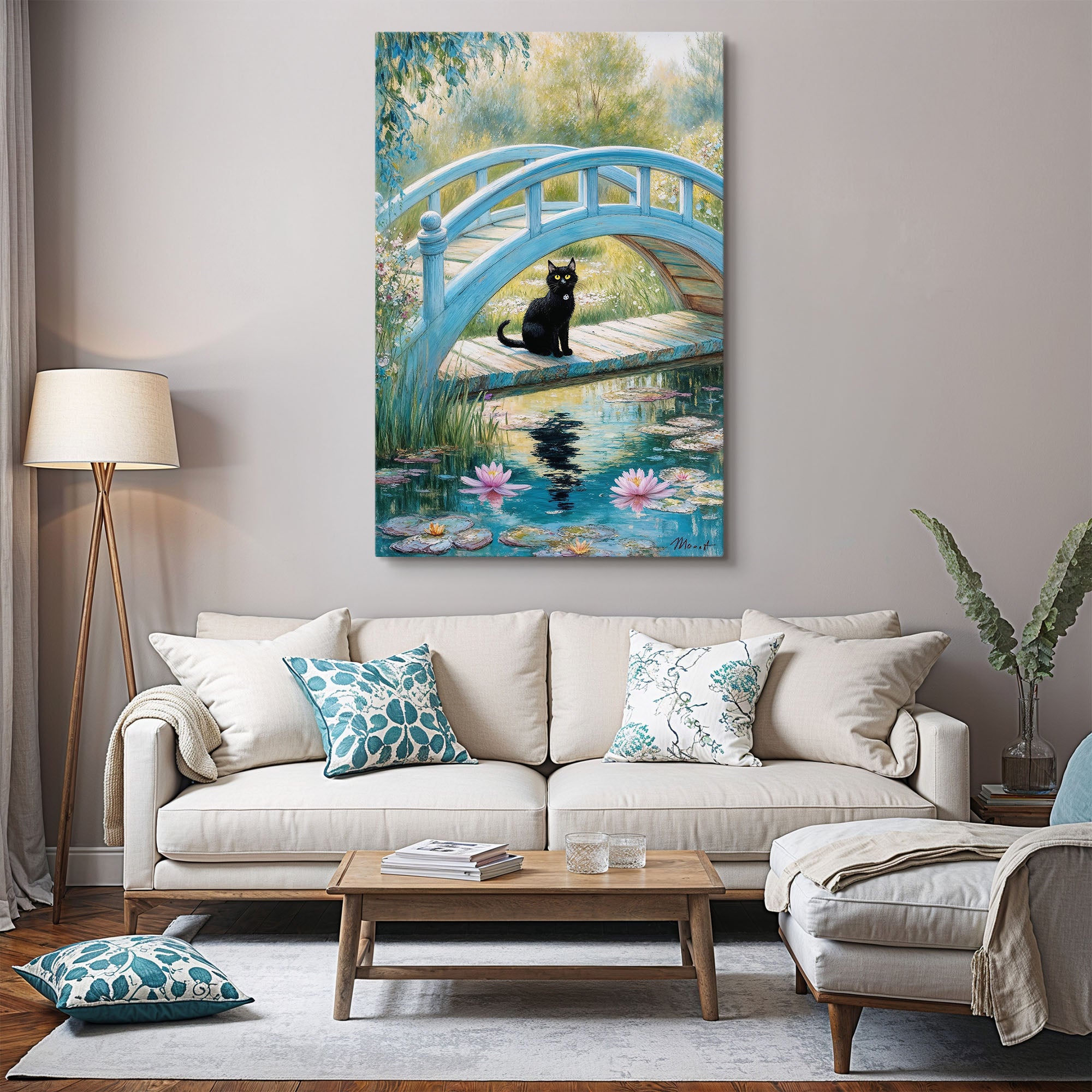 Cat Monet Waterlily Art