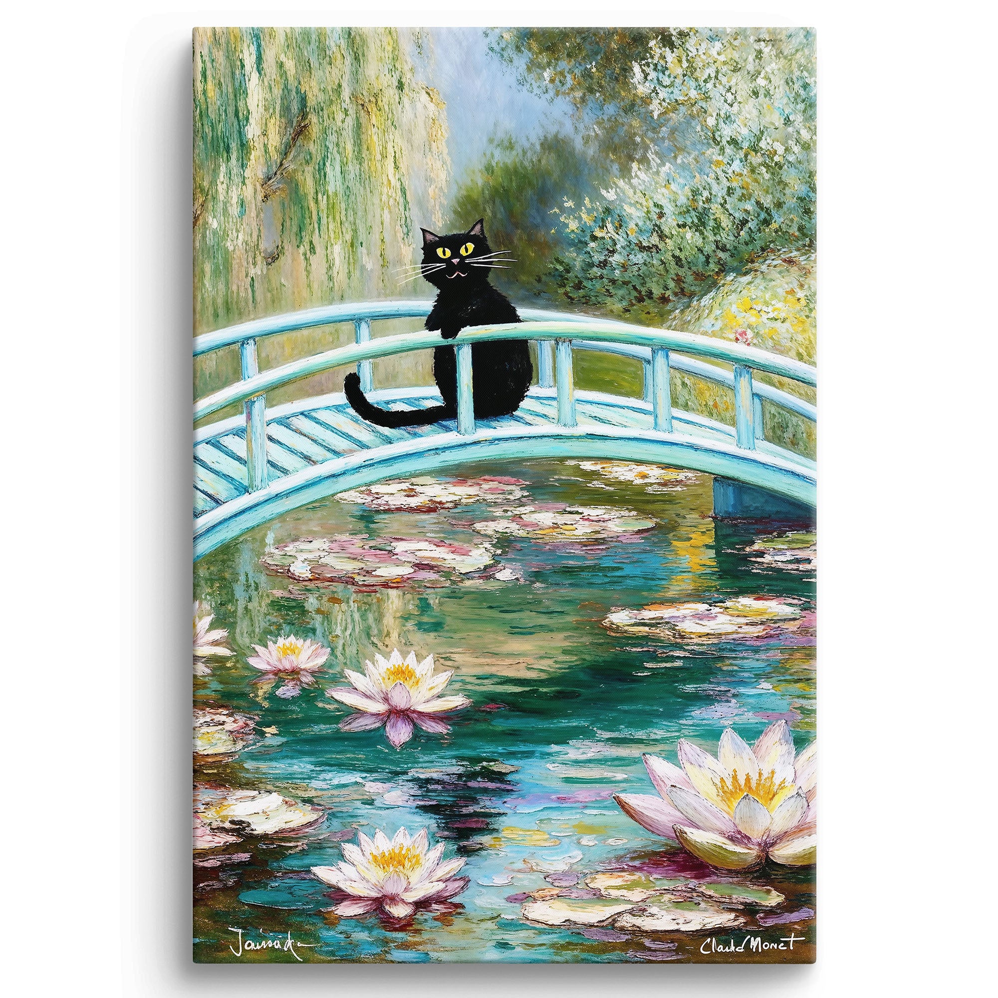 Black Cat Water Lily Art