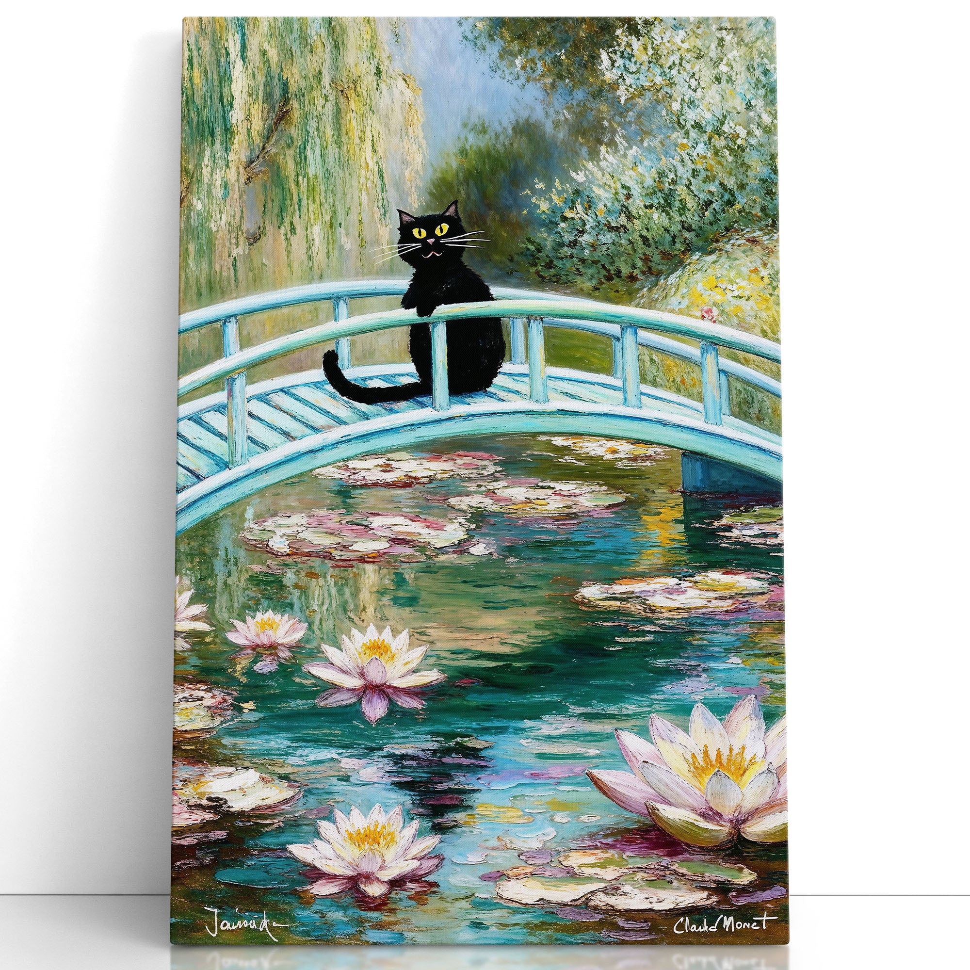 Black Cat Water Lily Art