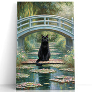 Black Cat Monet Water Lily Art