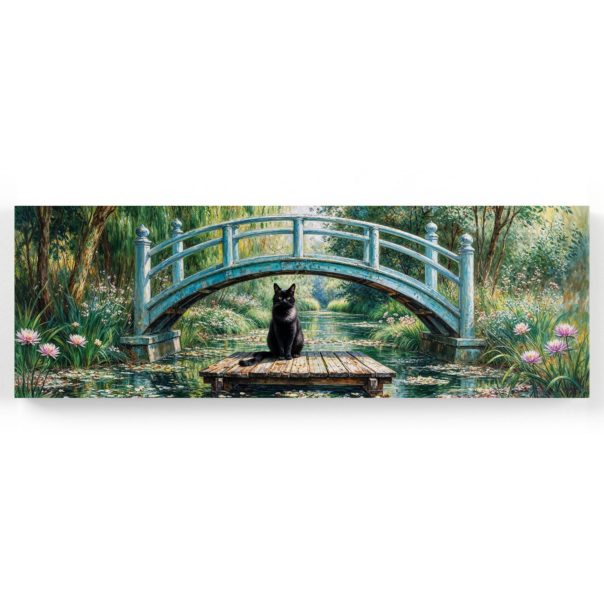 Panoramic Black Cat Monet Artwork