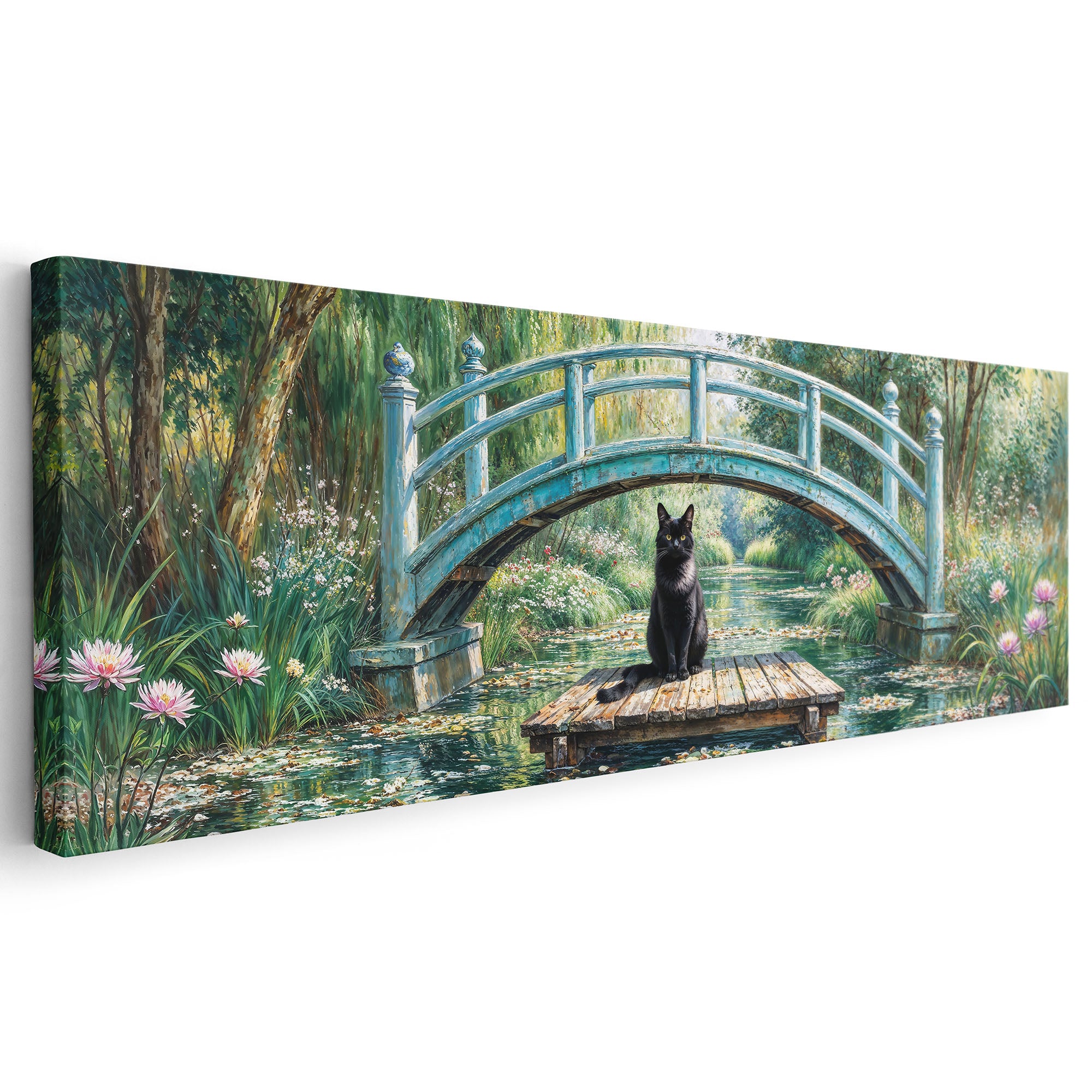 Panoramic Black Cat Monet Artwork