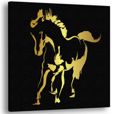 Abstract Black & Gold Silhouette Horse Art