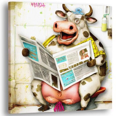Hilarious Cow Bathroom Wall Art