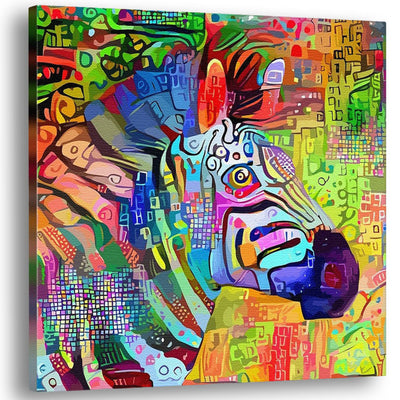 Multicolored Zebra Art Canvas