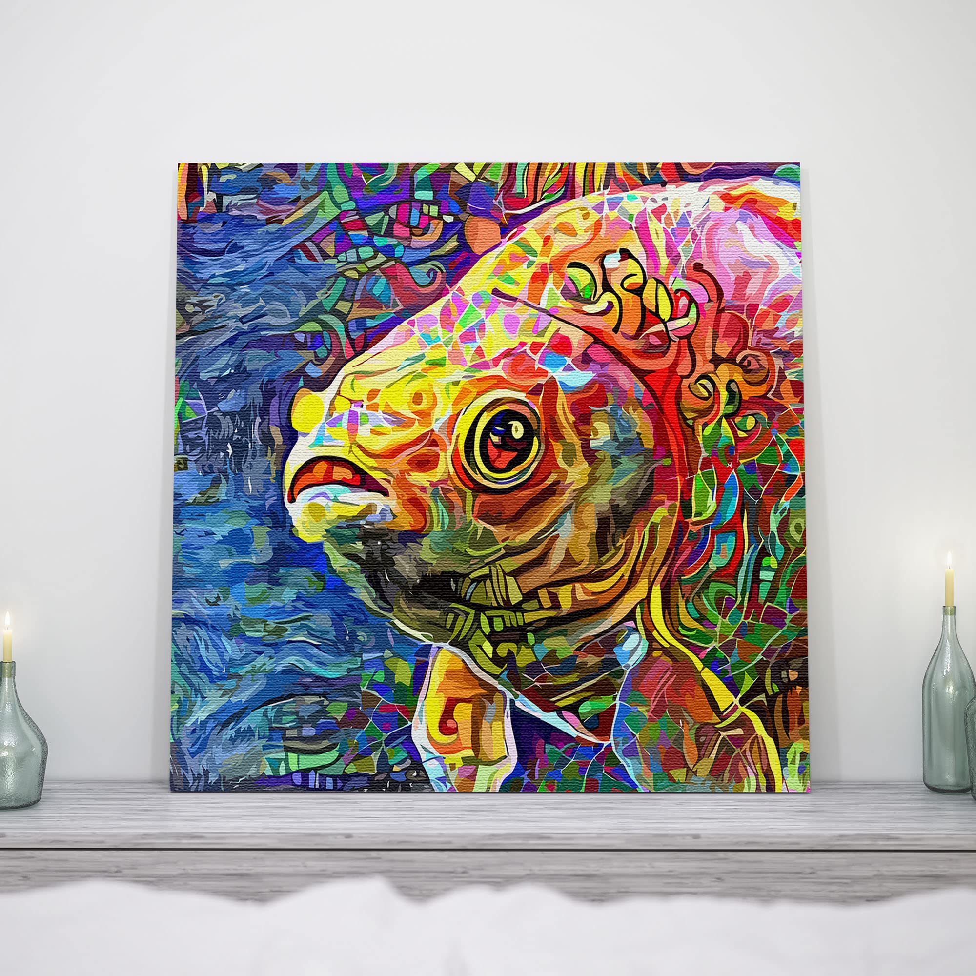 Abstract Koi Fish Art Canvas - Japanese Koi Painting Wall Decor